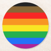 Philly Rainbow Pride Flag Runder Pappuntersetzer (Vorderseite)