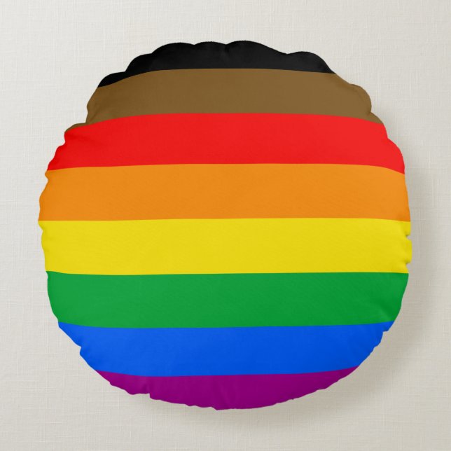 Philly Rainbow Pride Flag Rundes Kissen (Vorderseite)