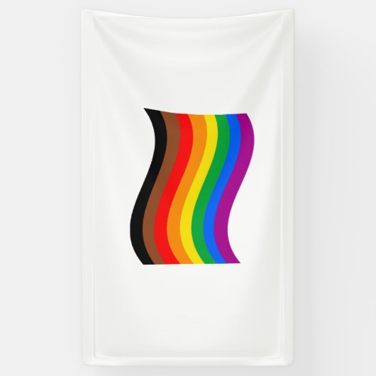 Philly Rainbow Pride Wave Flag Banner (Vertikal)