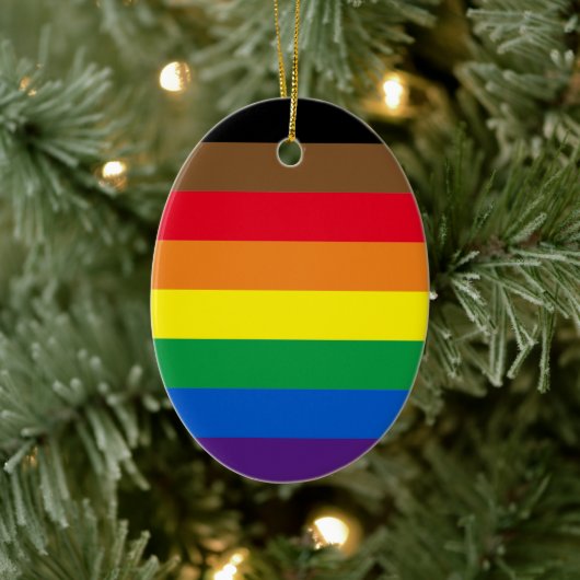 Philly Regenbogen Prix Gay Inclusive Fahne Weihnac Keramik Ornament (Baum)