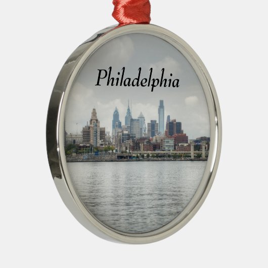 Philly Skyline 2 Silbernes Ornament (Rechts)