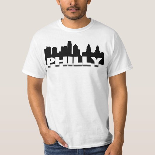 Philly Skyline auf einem einfachen T-Shirt (Vorderseite)