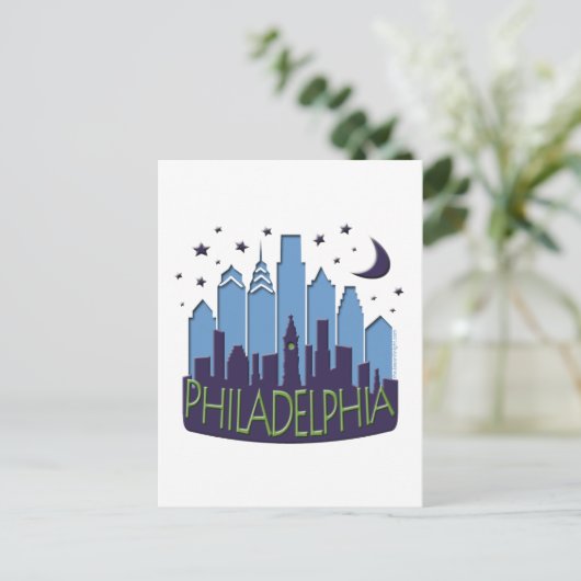 Philly Skyline mega cool Postkarte (Stehend Vorderseite)