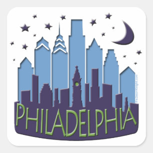 Philly Skyline mega cool Quadratischer Aufkleber