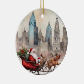 Philly Skyline mit Santa & Reindeer Keramik Ornament (Rechts)