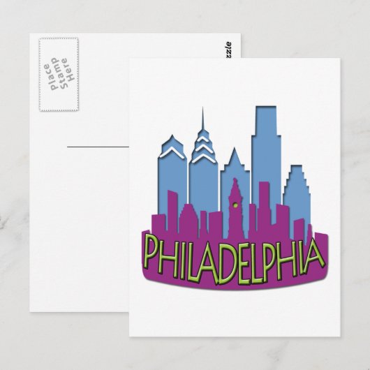 Philly Skyline Newwave cool Postkarte (Vorne/Hinten)