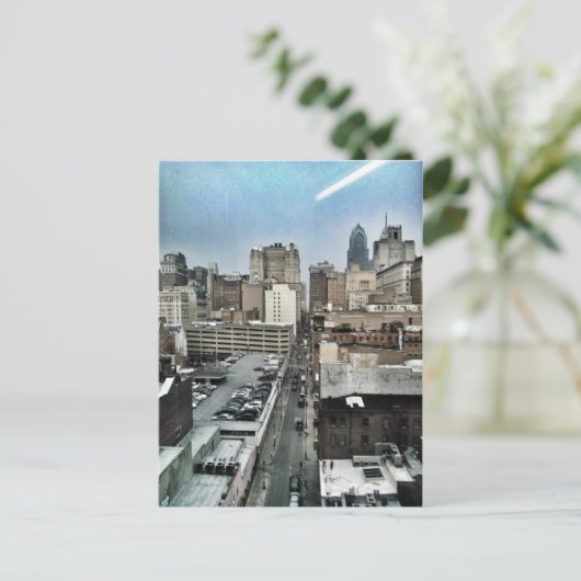 Philly Skyline Postkarte (Stehend Vorderseite)