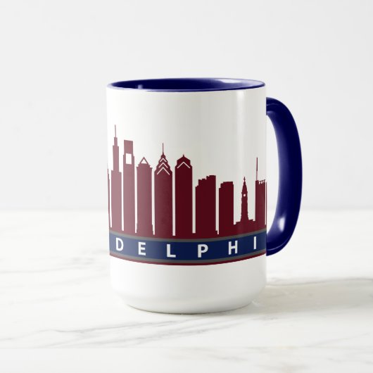 Philly Skyline-Tasse 2019 im Kastanienbraun Tasse (VorderseiteRechts)