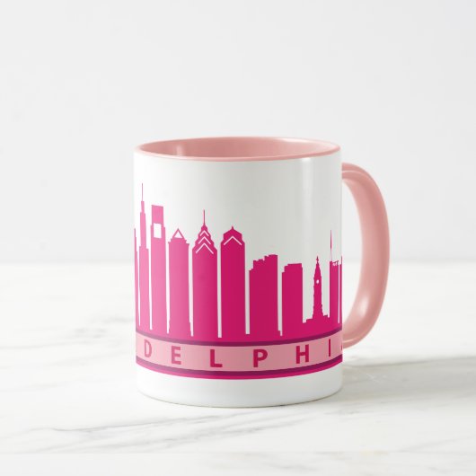 Philly Skyline-Tasse 2019 im Rosa Tasse (VorderseiteRechts)