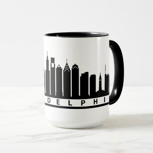 Philly Skyline-Tasse 2019 im Schwarzen Tasse (VorderseiteRechts)
