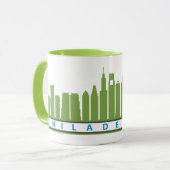 Philly Skyline-Tasse 2019 in Limonem u. in Grauem Tasse (Vorderseite Links)