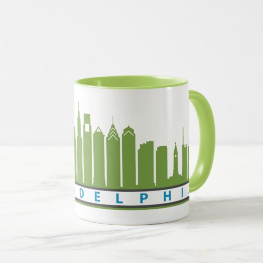 Philly Skyline-Tasse 2019 in Limonem u. in Grauem Tasse (VorderseiteRechts)