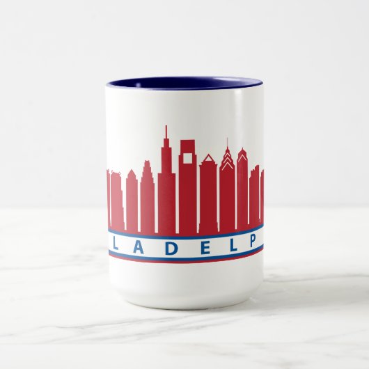 Philly Skyline-Tasse 2019 in rotem weißem u. blau Tasse (Zentrum)
