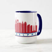 Philly Skyline-Tasse 2019 in rotem weißem u. blau Tasse (VorderseiteRechts)