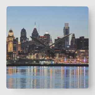Philly sunset quadratische wanduhr