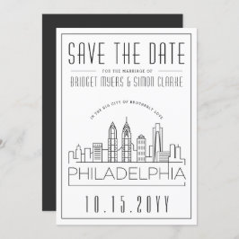 Philly Wedding | Stilisierte Skyline Save the Date Einladung