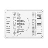 Philly Wedding Stylized Skyline Save the Date Magnet (Horizontal)
