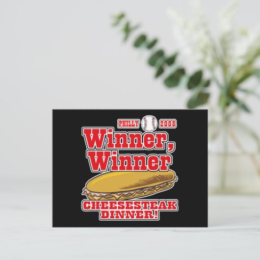 Philly Winner Cheesesteak Dinner Postkarte (Stehend Vorderseite)