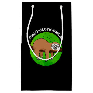 Philo-sloth-phical Funny Animal Sloth Pun Dark BG Kleine Geschenktüte