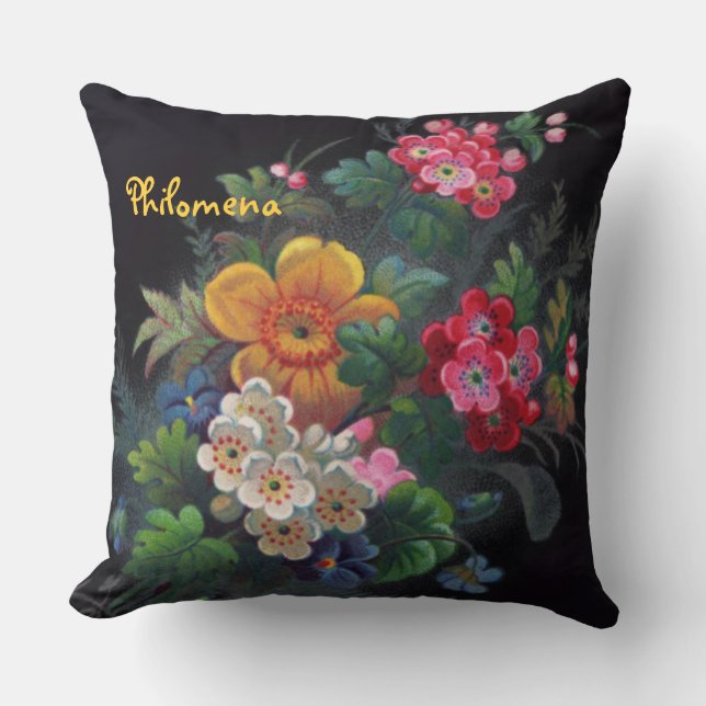 Philomena Viktorianisch Bouquet Throw Pillow Kissen (Vorderseite)