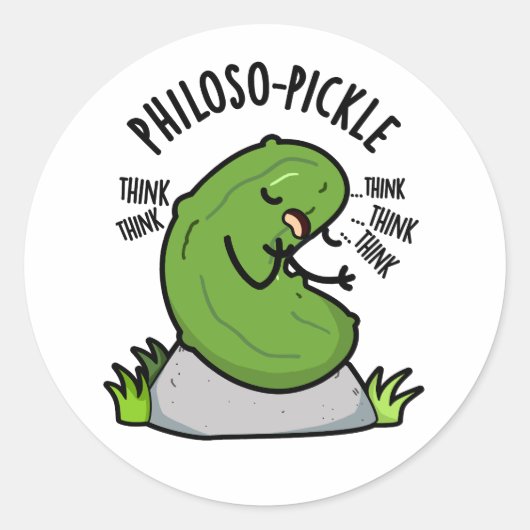 Philoso pickle Funny Pickle Pun Runder Aufkleber (Vorderseite)
