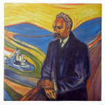 Philosoph Friedrich Nietzsche (von Edvard Munch) Fliese<br><div class="desc">Dieses Design zeigt ein Gemälde des deutschen Philosophen Friedrich Nietzsche (1844-1900) des norwegischen Künstlers Edvard Munch (1863-1944). Nietzsches Schriften haben seit seinem Tod an der Wende des 20. Jahrhunderts einen bedeutenden Einfluss auf die intellektuelle Geschichte und das politische Denken. In diesem Gemälde ist Friedrich Nietzsche auf einer Brücke stehend, die...</div>