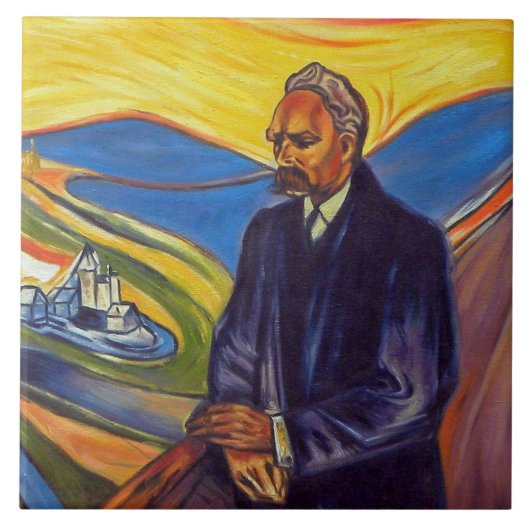 Philosoph Friedrich Nietzsche (von Edvard Munch) Fliese (Vorderseite)