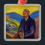 Philosoph Friedrich Nietzsche (von Edvard Munch) Ornament Aus Metall<br><div class="desc">Dieses Design zeigt ein Gemälde des deutschen Philosophen Friedrich Nietzsche (1844-1900) des norwegischen Künstlers Edvard Munch (1863-1944). Nietzsches Schriften haben seit seinem Tod an der Wende des 20. Jahrhunderts einen bedeutenden Einfluss auf die intellektuelle Geschichte und das politische Denken. In diesem Gemälde ist Friedrich Nietzsche auf einer Brücke stehend, die...</div>