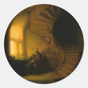 Philosoph in Meditation Runder Aufkleber