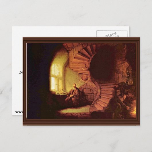 Philosoph in Meditation. von Rembrandt Van Rijn Postkarte (Vorne/Hinten)