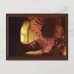 Philosoph in Meditation. von Rembrandt Van Rijn Postkarte