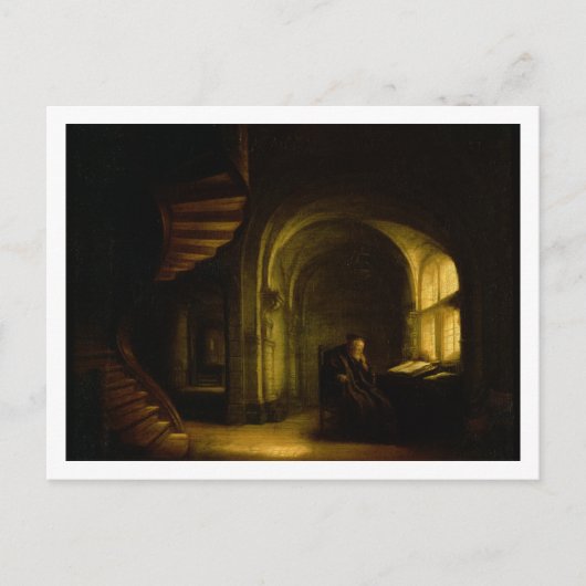 Philosoph mit einem offenen Buch, 1625-7 (Öl auf S Postkarte (Vorderseite)