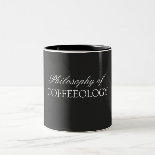 Philosophie der Coffeology-Tasse Zweifarbige Tasse (Mittel)
