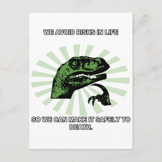 Philosoraptor Leben und Tod Postkarte (Vorderseite)