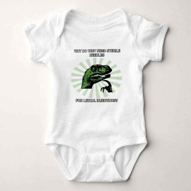 Philosoraptor Todesspritzen Baby Strampler (Vorderseite)