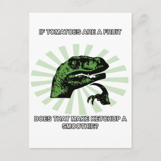 Philosoraptor Tomaten und Ketchup Postkarte