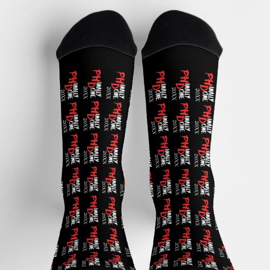 Phinally done - Black PHD Graduation Quote Design Socken (Oben)