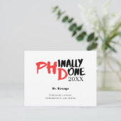 Phinally done - Funny PHD Graduation Quote Design Postkarte (Stehend Vorderseite)