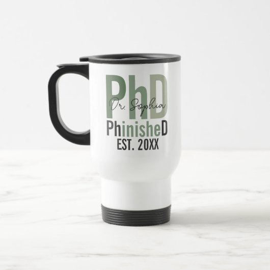 PhinisheD Custom PhD Abschluss Gift Reisebecher (Links)