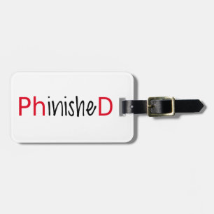 Phinished, Wortkunst, Textentwurf für PhD Gepäckanhänger