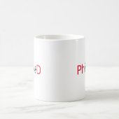 Phinished, Wortkunst, Textentwurf für PhD Kaffeetasse (Mittel)