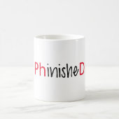 Phinished, Wortkunst, Textentwurf für PhD Kaffeetasse (Mittel)