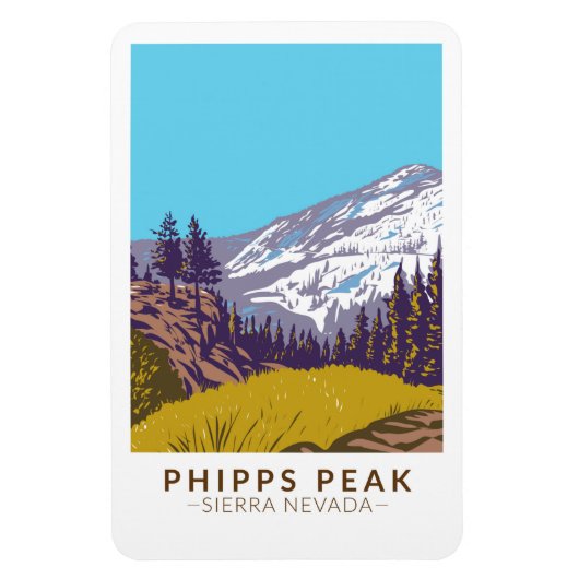 Phipps Peak Sierra Nevada Kalifornien Vintag Magnet (Vertikal)