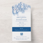 Phippsburg Maine Elegant Navy QR Wedding All In One Einladung (Innen Boden)