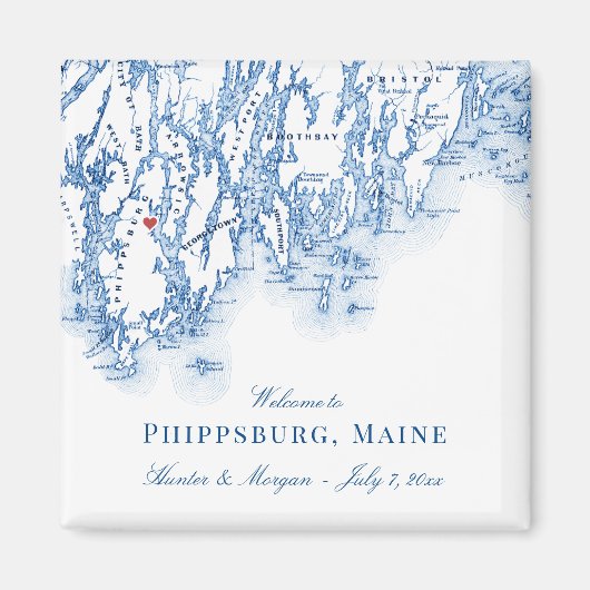 Phippsburg Maine Karte Elegant Wedding Gevor Magnet (Vorne)