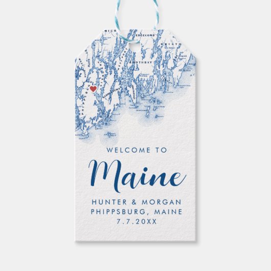 Phippsburg Maine Modern Map Navy Gastgeschenk Hoch Geschenkanhänger (Vorderseite)