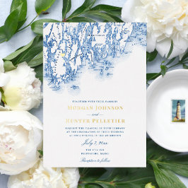 Phippsburg Maine Wedding Elegantes Gold Folieneinladung