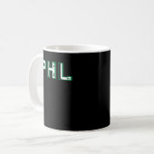 PHL Philadelphia Abkürzungsbuchstaben Pixel Block Kaffeetasse (Vorderseite Links)