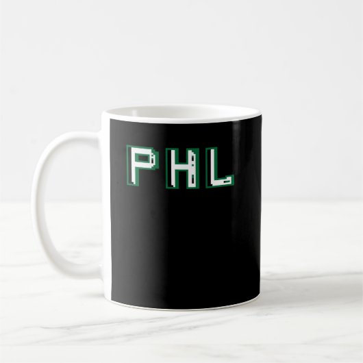PHL Philadelphia Abkürzungsbuchstaben Pixel Block Kaffeetasse (Links)