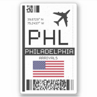PHL Philadelphia, American Airport Boarding Pass Aufkleber